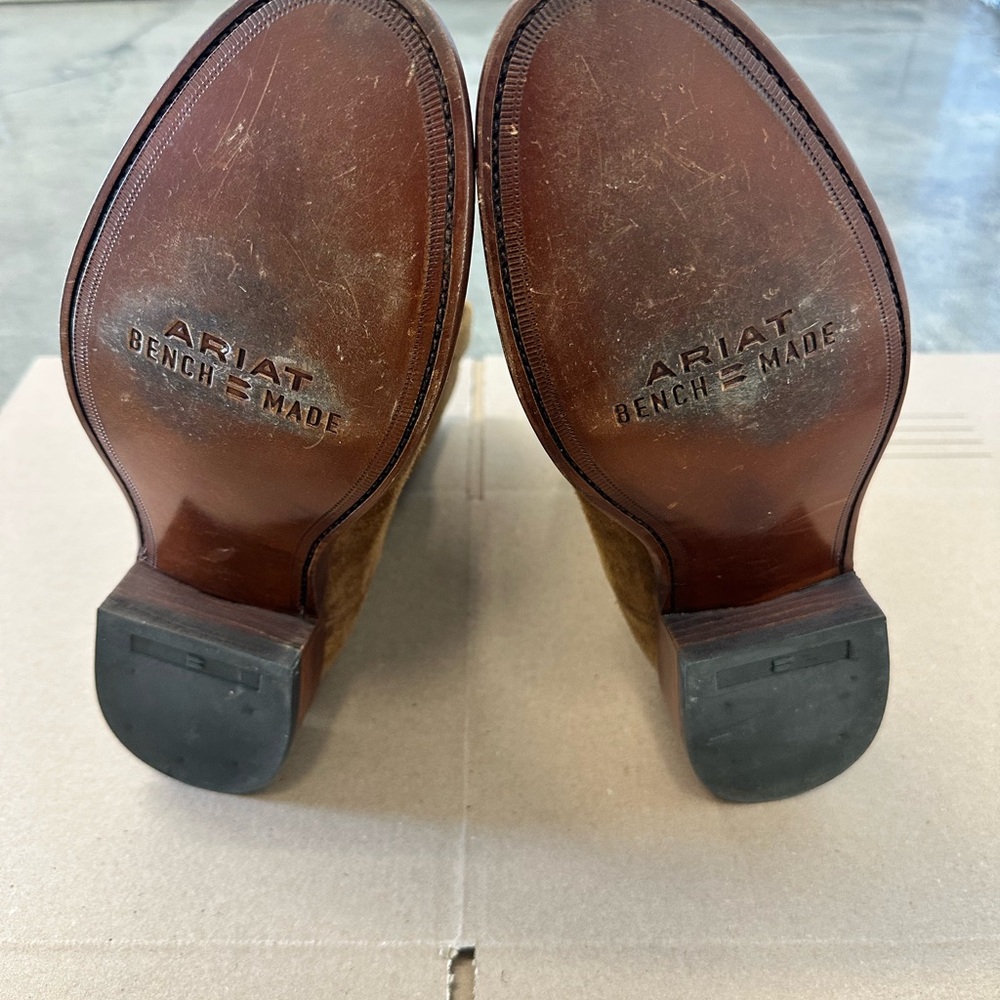 Ariat Men’s Bench Made Clanton Western Boots – Oiled Tan Roughout, Size 10D - Picture 7 of 10